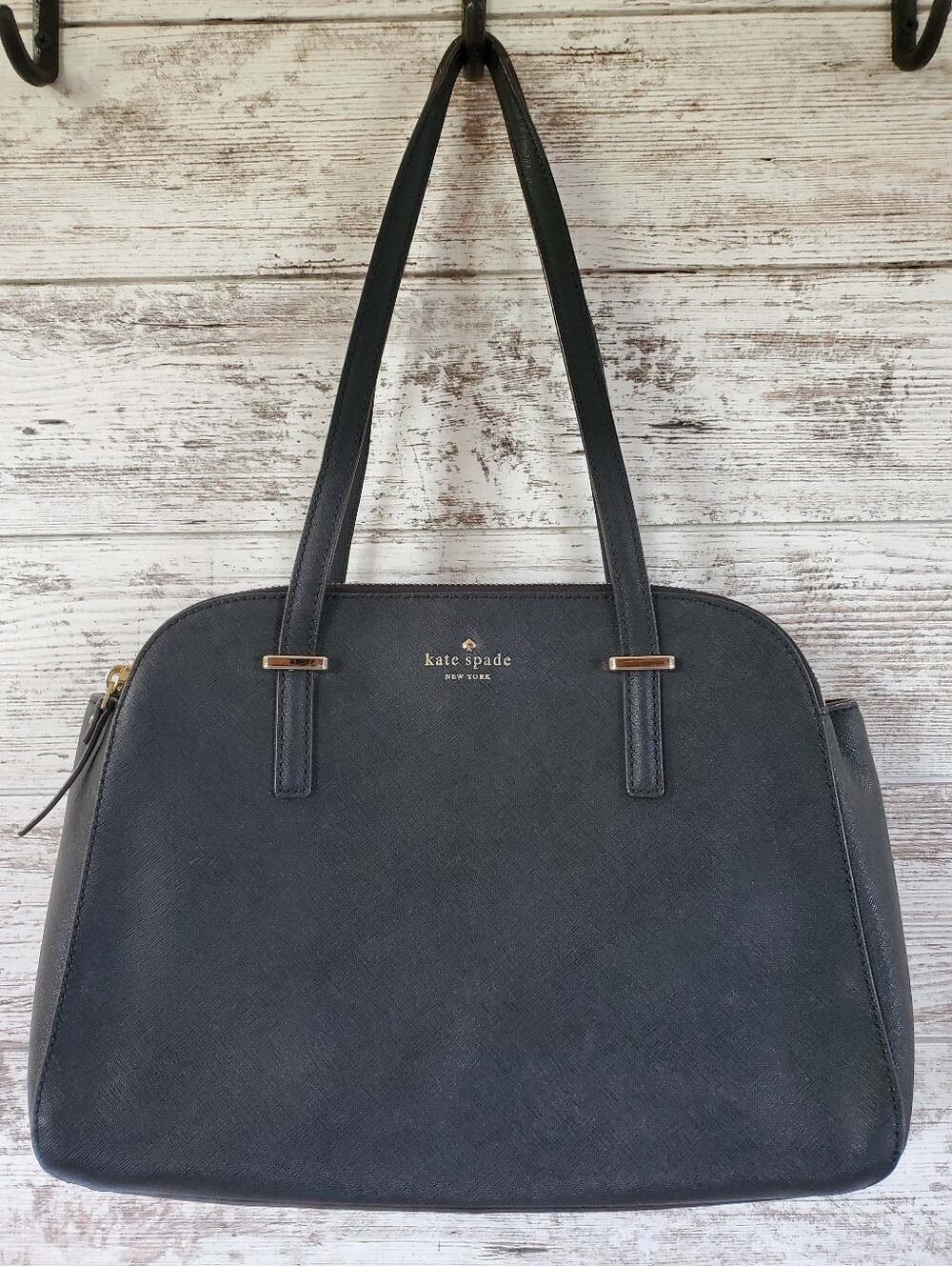 Kate Spade Cedar Street Elissa Shoulder Bag Tote Black Saffiano Leather Dome